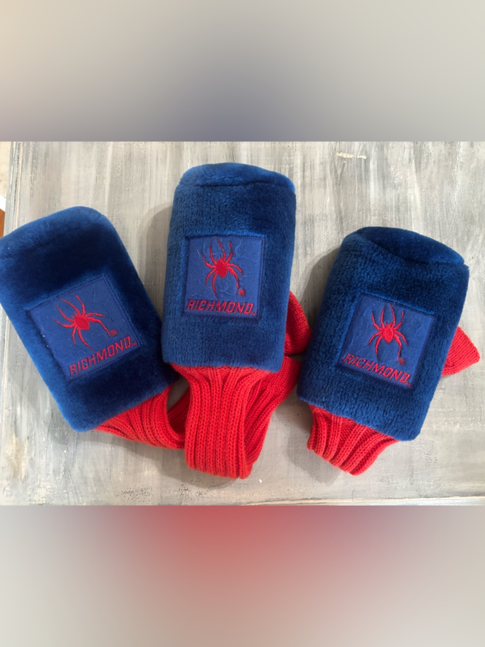 Vintage Richmond Spiders Golf Club Headcovers Set (3) – Navy/Red Knit